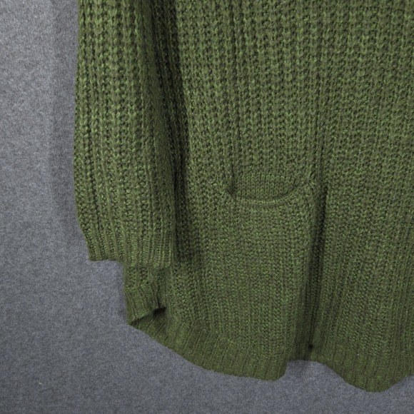 Miracle USA Women's Green Knit Sweater M/L Pullover V-Neck Long Sleeve Pockets - Picture 3 of 11